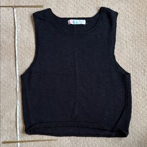 FP Beach by Free People Black Sleeveless Crop Top Sweater, Size M